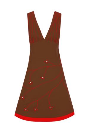 Dress Último bolero (brown&red)